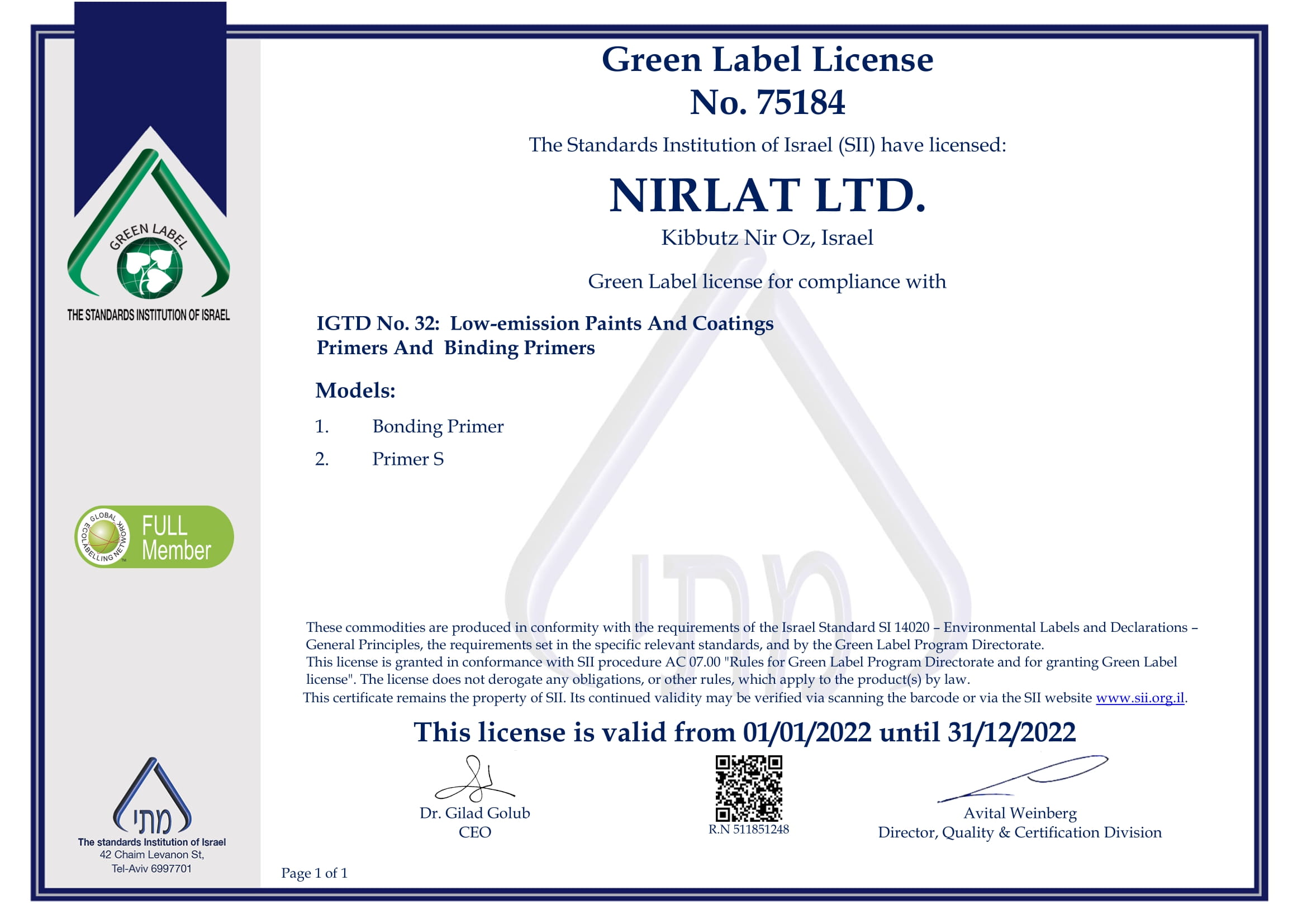 Green Label License Primers And Binding Primers 2022
