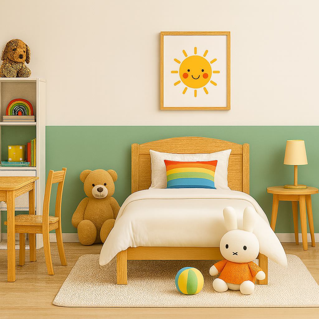 חדר ילדים עם צבע בטכניקת חצי קיר 