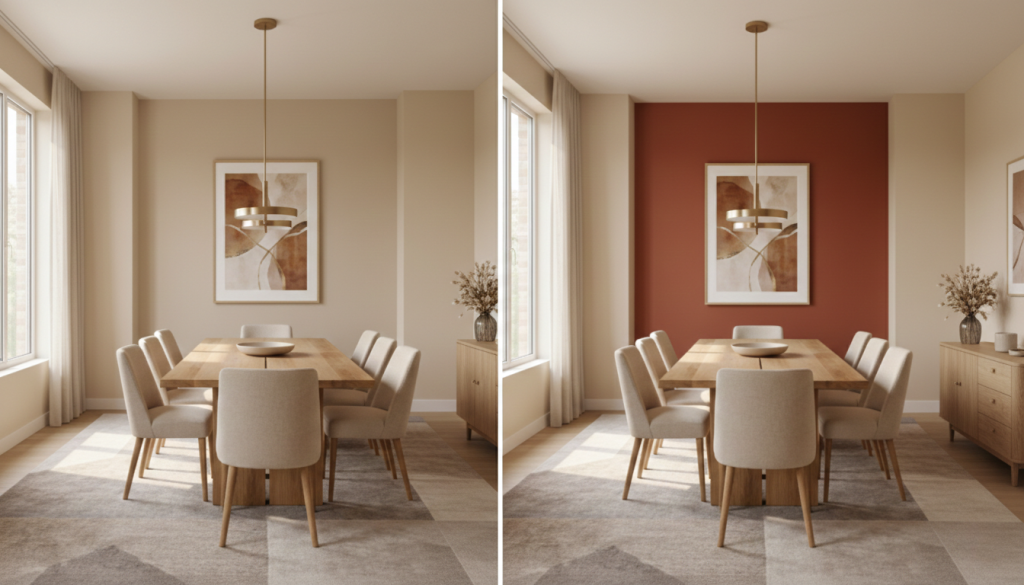 אקווניר ONE WALL קיר כוח בפינת אוכל לפני ואחרי