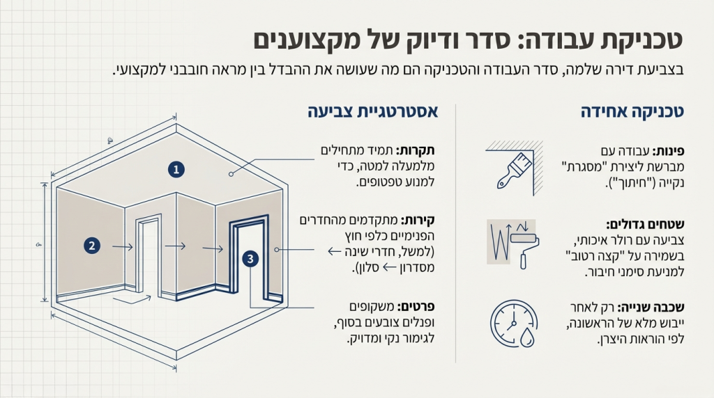 סדר וטכניקות עבודה בצביעת בית