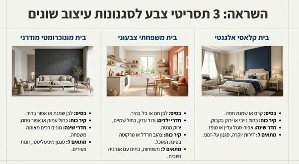 תסריטי צבע לסגנונות עיצוב